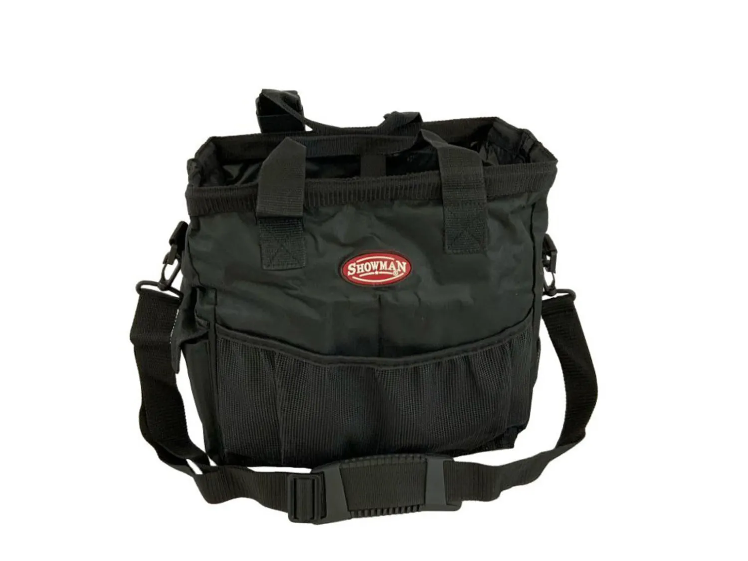 Clearance SHILOH STABLES TACK Showman® Nylon Grooming Tote with Mesh Bottom & Rolled Handles Black