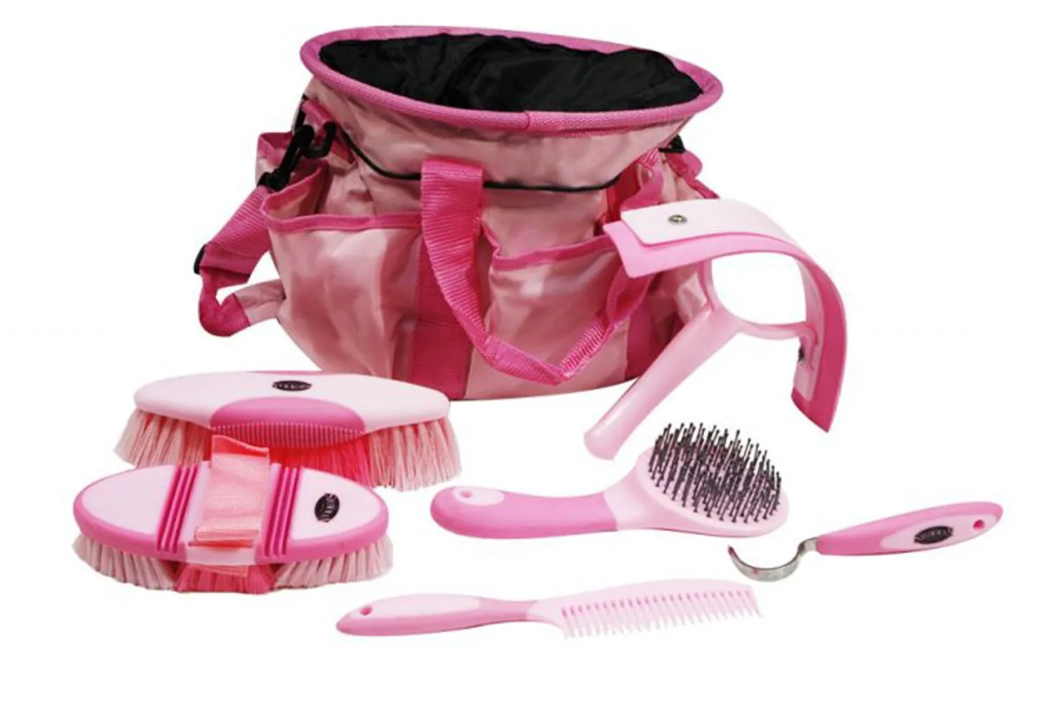 Outlet SHILOH STABLES TACK Showman® 6-Piece Soft Grip Grooming Kit with Nylon Bag