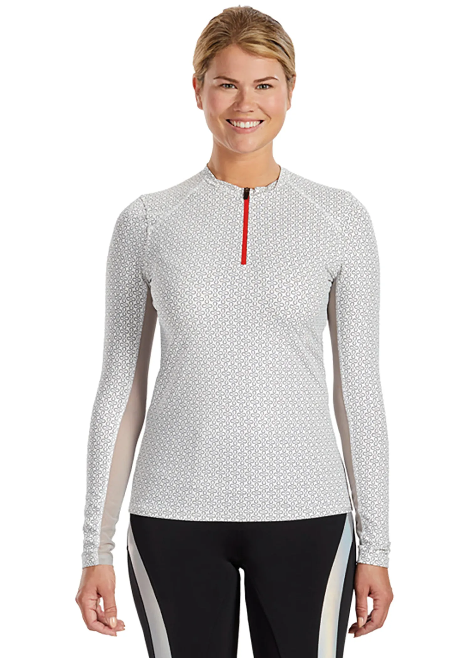 Sale KIRSCH Stride™ CoolBlast® 100 Ladies’ Print Long Sleeve Shirt White/Grey