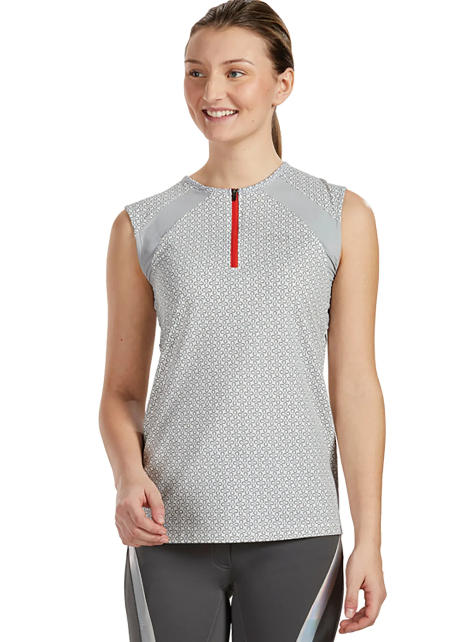 Outlet KIRSCH Stride™ CoolBlast® 100 Ladies’ Print Sleeveless Shirt White/Grey