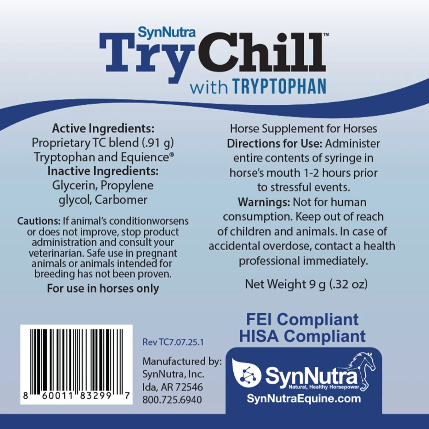 Best SYNNUTRA EQUINE ® Trychill™ Gel