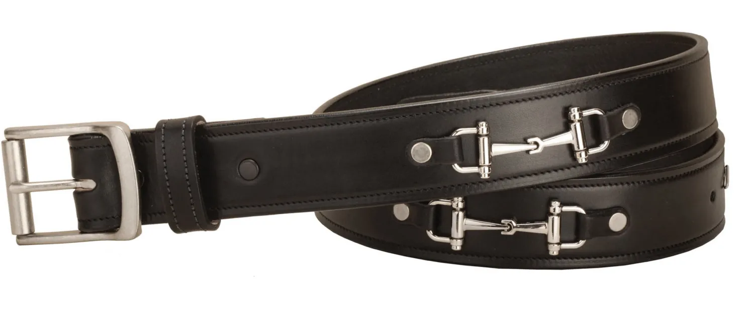 Hot TORY LEATHER 1 1/2" Belt with Nickel Snaffle Bits