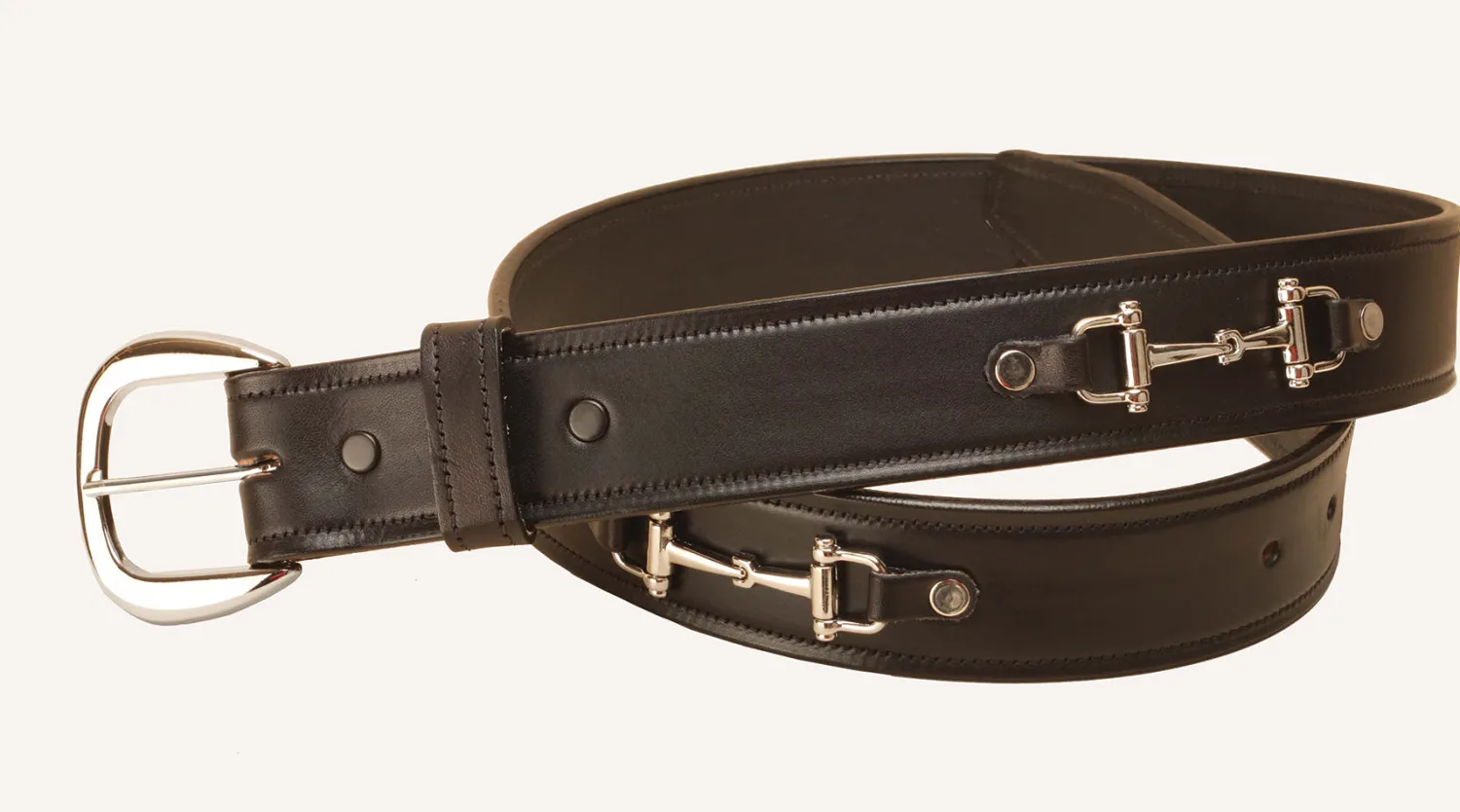 Hot TORY LEATHER 1 1/2" Belt with Nickel Snaffle Bits