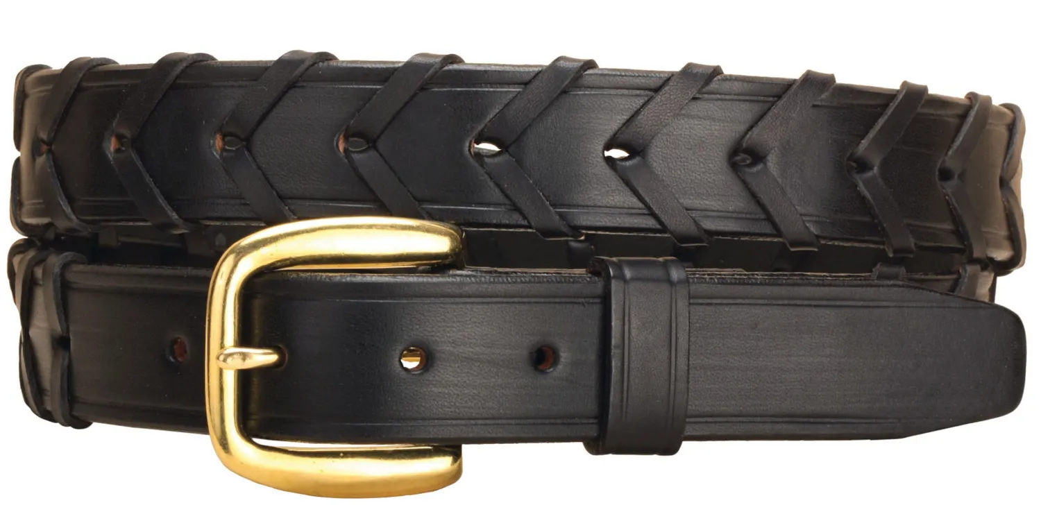 Hot TORY LEATHER 1 1/4" Laced Belt with Brass Buckle