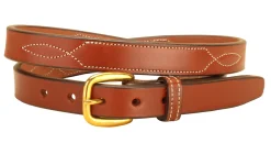Outlet TORY LEATHER 3/4" Belt with Stitched Patterns & Brass Buckle