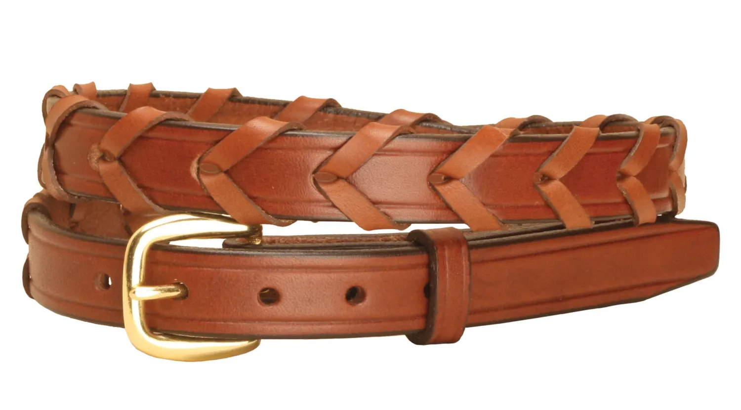 New TORY LEATHER ¾" Laced Belt with Brass Buckle