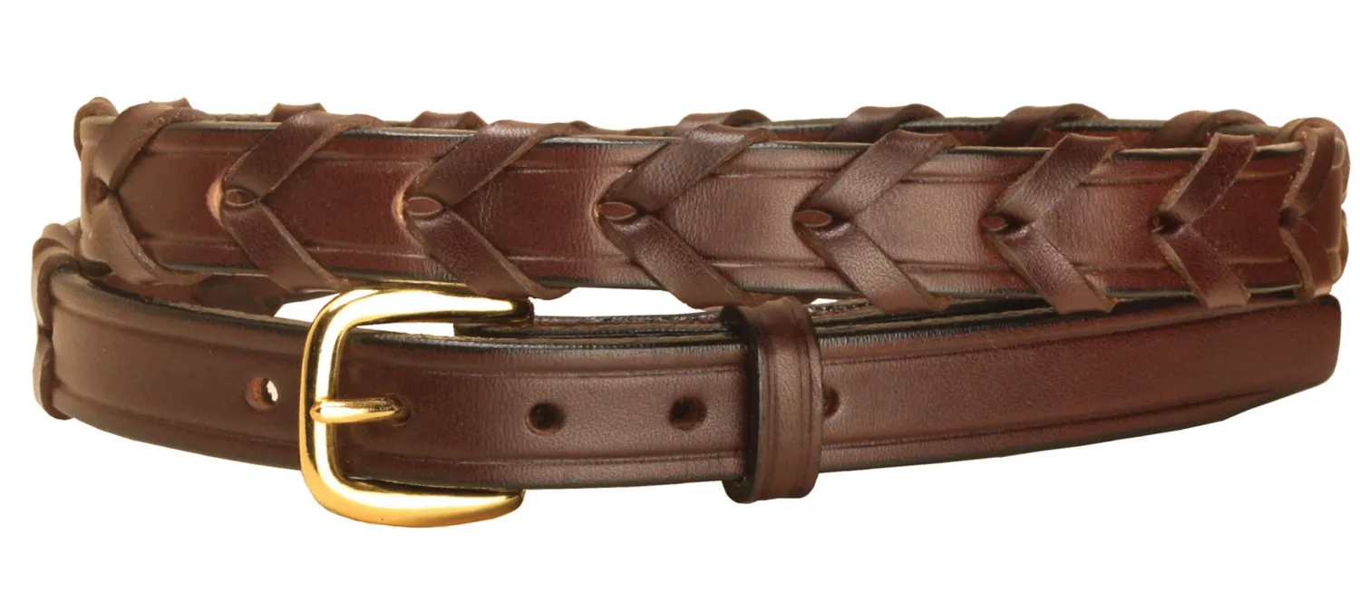 New TORY LEATHER ¾" Laced Belt with Brass Buckle