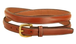 Discount TORY LEATHER 3/4" Raised Belt with Brass Buckle & Nameplate Space