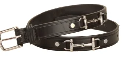 Discount TORY LEATHER 1" Snaffle Bit Belt with Nickel Snaffle Bits & Buckle Black