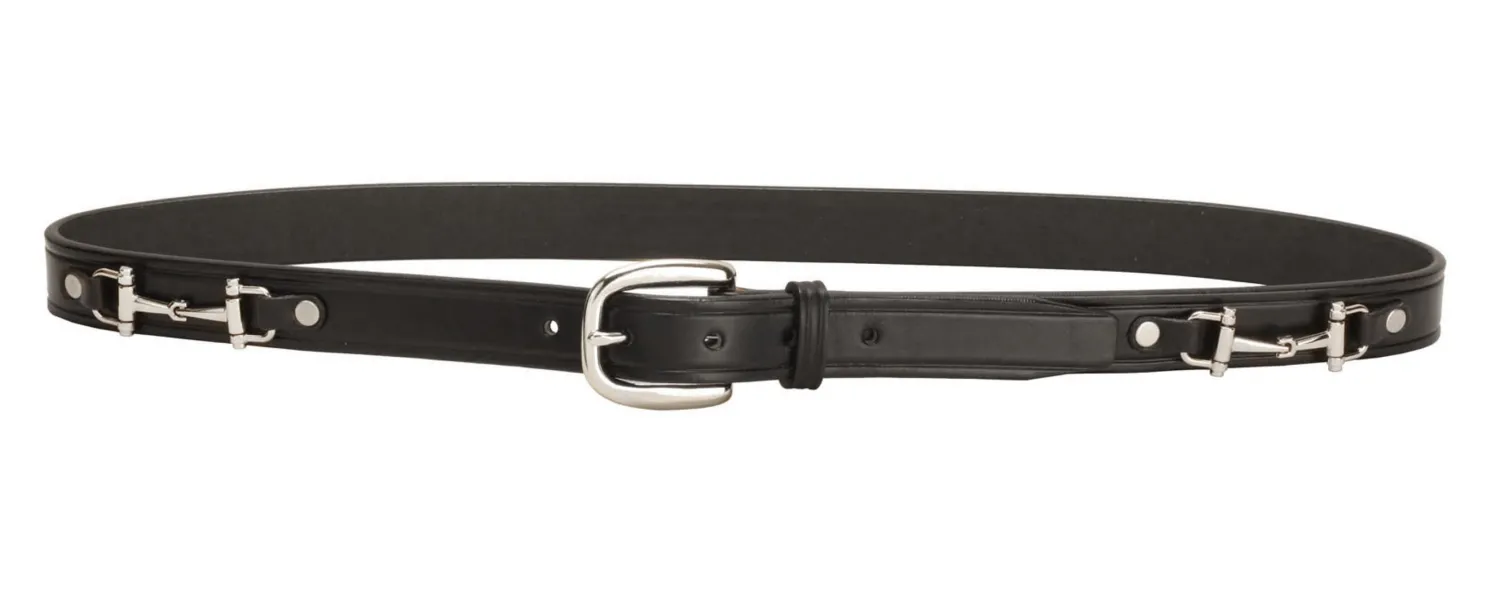 Discount TORY LEATHER 1" Snaffle Bit Belt with Nickel Snaffle Bits & Buckle Black