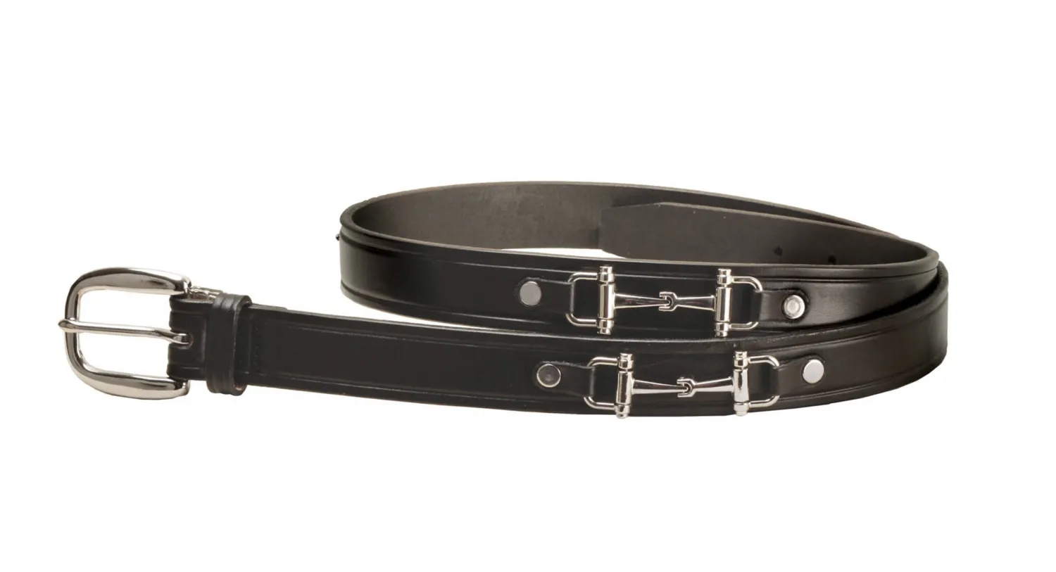 Discount TORY LEATHER 1" Snaffle Bit Belt with Nickel Snaffle Bits & Buckle Black
