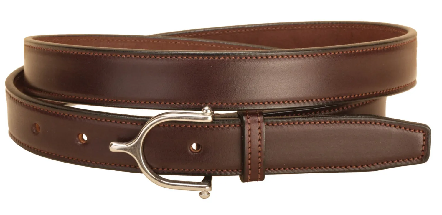 Clearance TORY LEATHER 1" Stitched Belt with Stainless Steel Spur Buckle