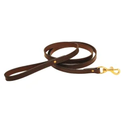 Clearance TORY LEATHER Flat Creased Leather Dog Leash with Flat Handle