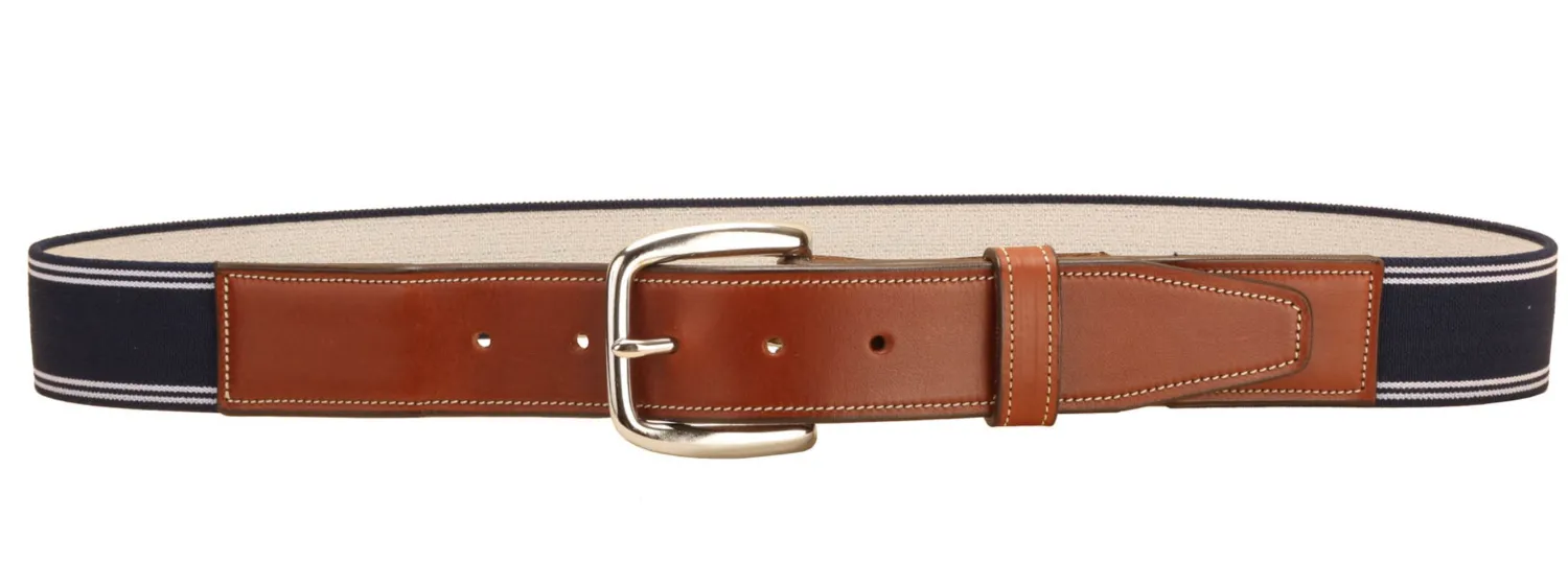 Best TORY LEATHER Striped Elastic and Leather Belt