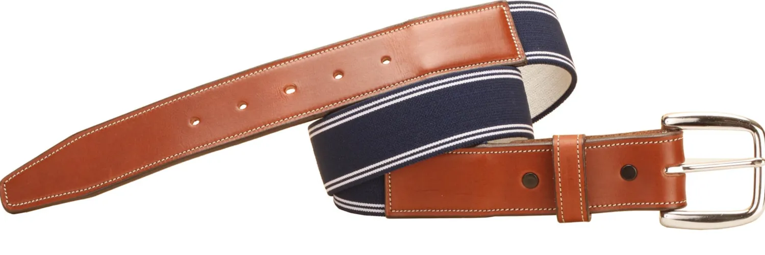 Best TORY LEATHER Striped Elastic and Leather Belt