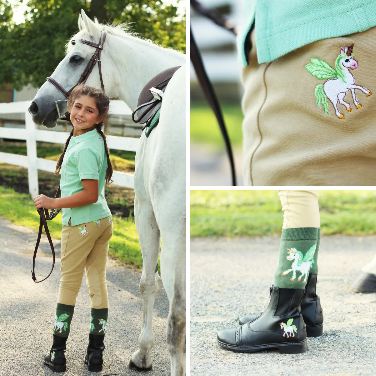 New JPC EQUESTRIAN TuffRider® Children's Unicorn Starter Front-Zip Paddock Boot Black