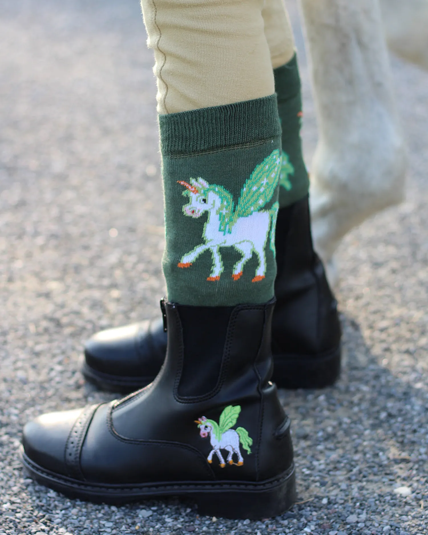 New JPC EQUESTRIAN TuffRider® Children's Unicorn Starter Front-Zip Paddock Boot Black