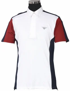 Sale JPC EQUESTRIAN TuffRider® Men's Dennison Short Sleeve Show Shirt White/Ec Navy/Ec Red