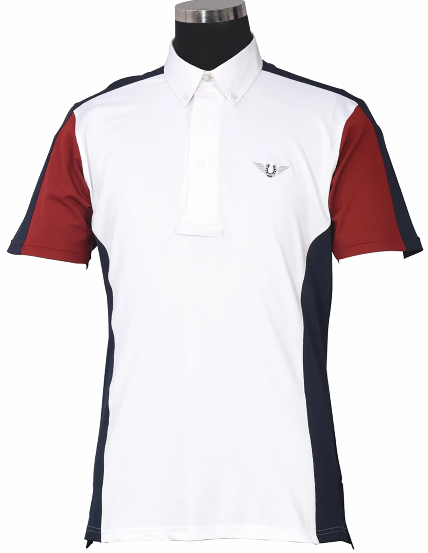 Sale JPC EQUESTRIAN TuffRider® Men's Dennison Short Sleeve Show Shirt White/Ec Navy/Ec Red