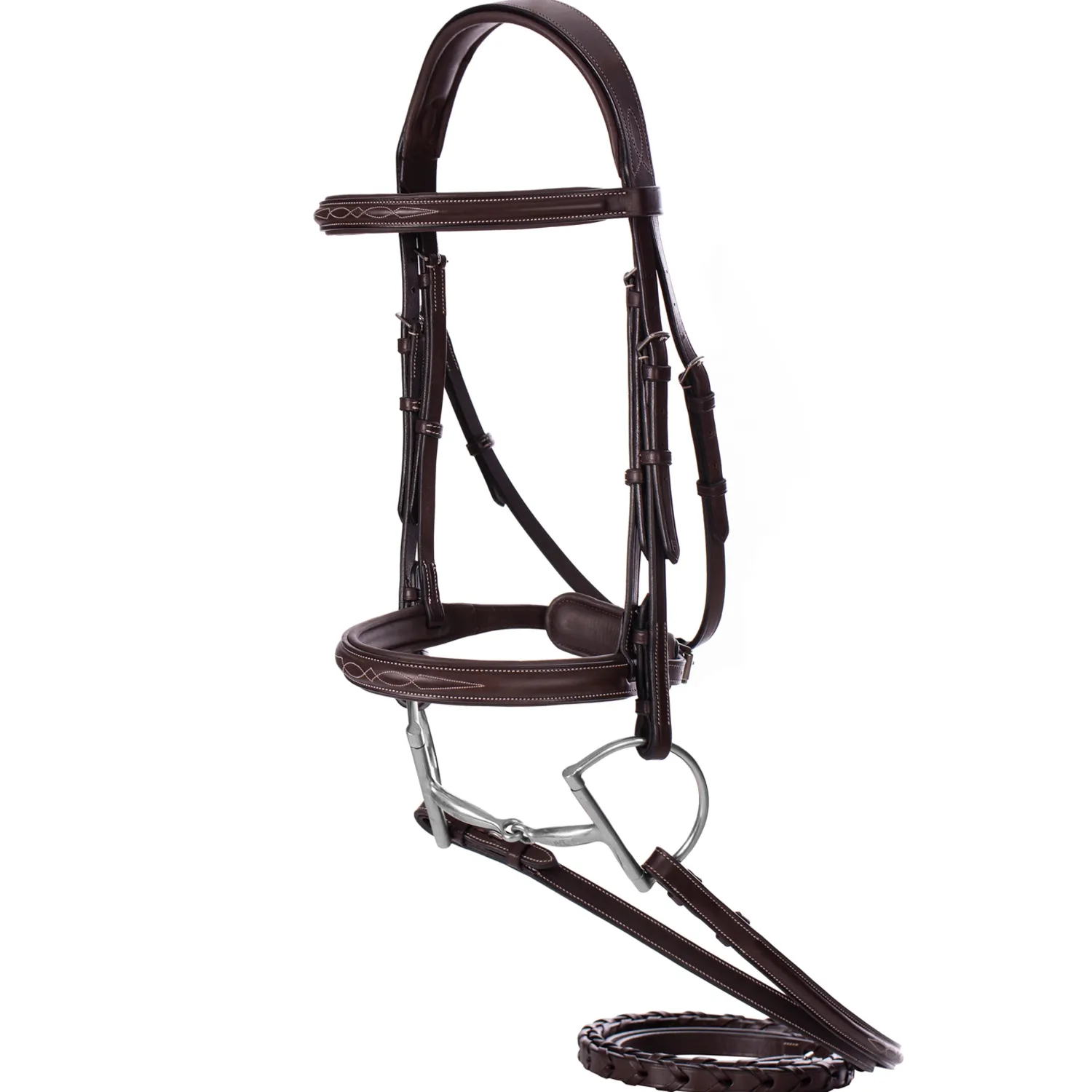 EQUINAVIA Valkyrie Pony Fancy-Stitched Hunter Bridle & Reins Chocolate Brown