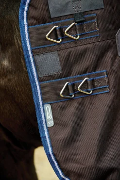 Best WEATHERBEETA ® ComFiTec™ Ultra Cozi II Detach-A-Neck Medium-Weight Turnout Blanket Charcoal/Blue/White