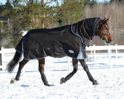 Best WEATHERBEETA ® ComFiTec™ Ultra Cozi II Detach-A-Neck Medium-Weight Turnout Blanket Charcoal/Blue/White