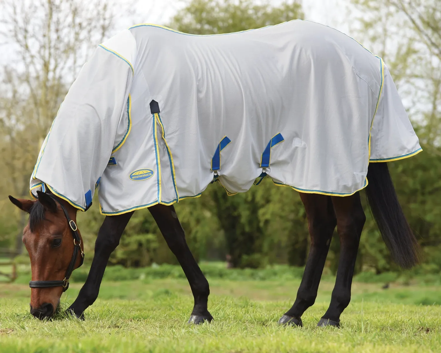 Sale WEATHERBEETA ® ComFiTec™ Zephyr Plus Mesh Combo Neck Fly Sheet Silver/Blue/Lemon